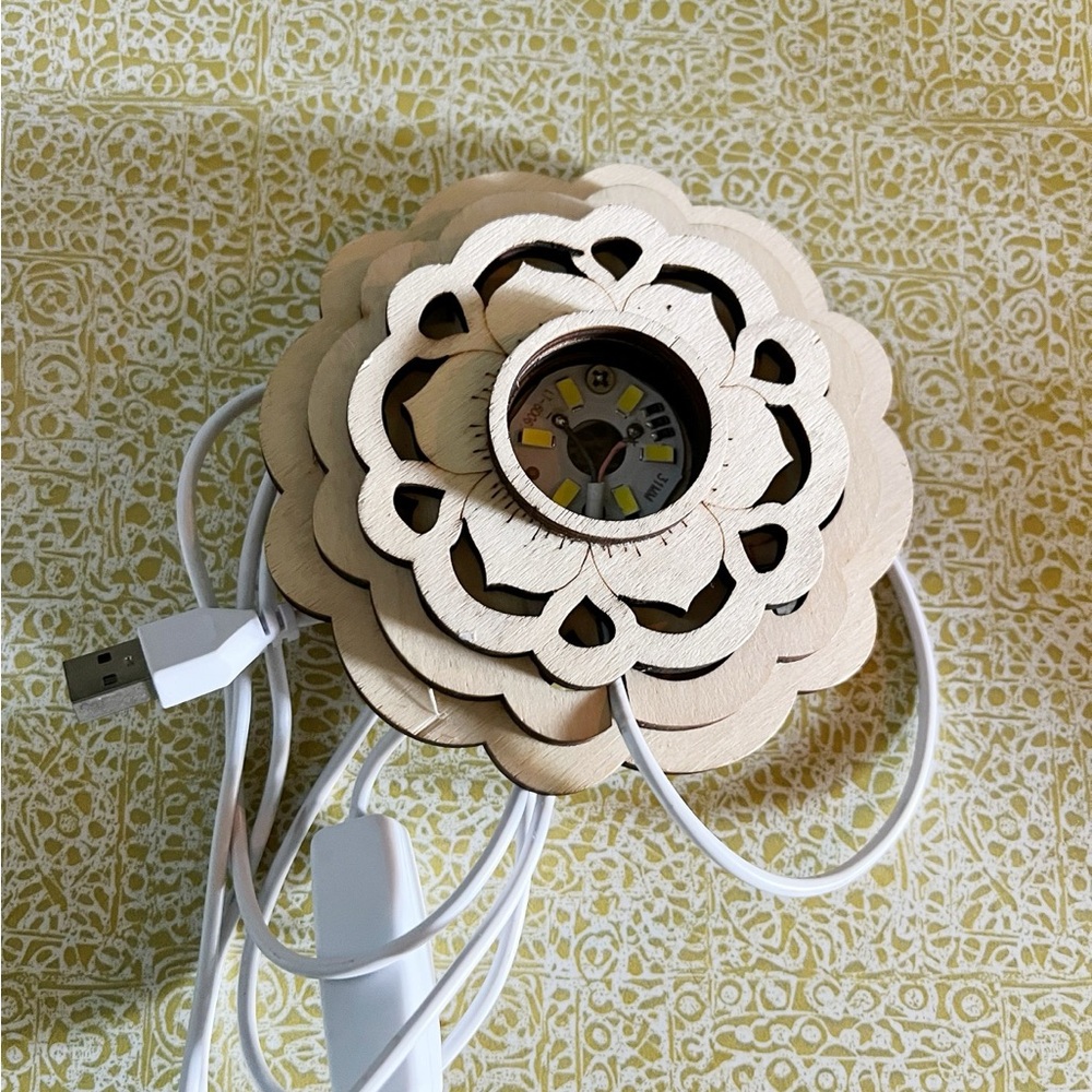 Wooden Crystal Lamp